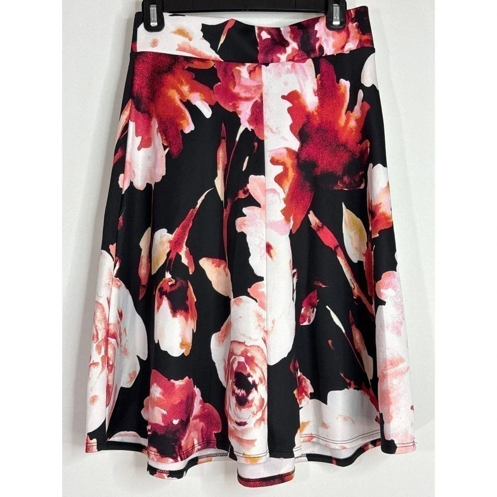 Mind Code Women's  Floral Pleated Skirt Large‎